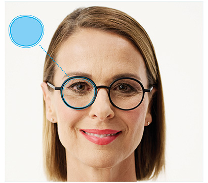 Woman with glasses and marked measuring position