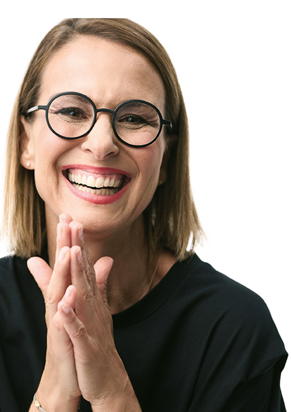 Woman with round glasses